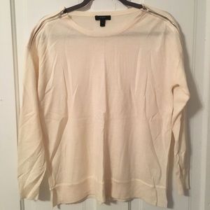 J. Crew Small Cream Sweater with Zippered Detail